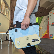 Load image into Gallery viewer, Pastel blue yellow light climbing anime chalk bag indoor bouldering lead sport
