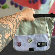 Load image into Gallery viewer, grey lavender climbing chalk bag indoor bouldering top rope lead climbing
